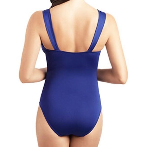 Badgley Mischka Drape Sash Maillot Bathingsuit D9 - Picture 2 of 7